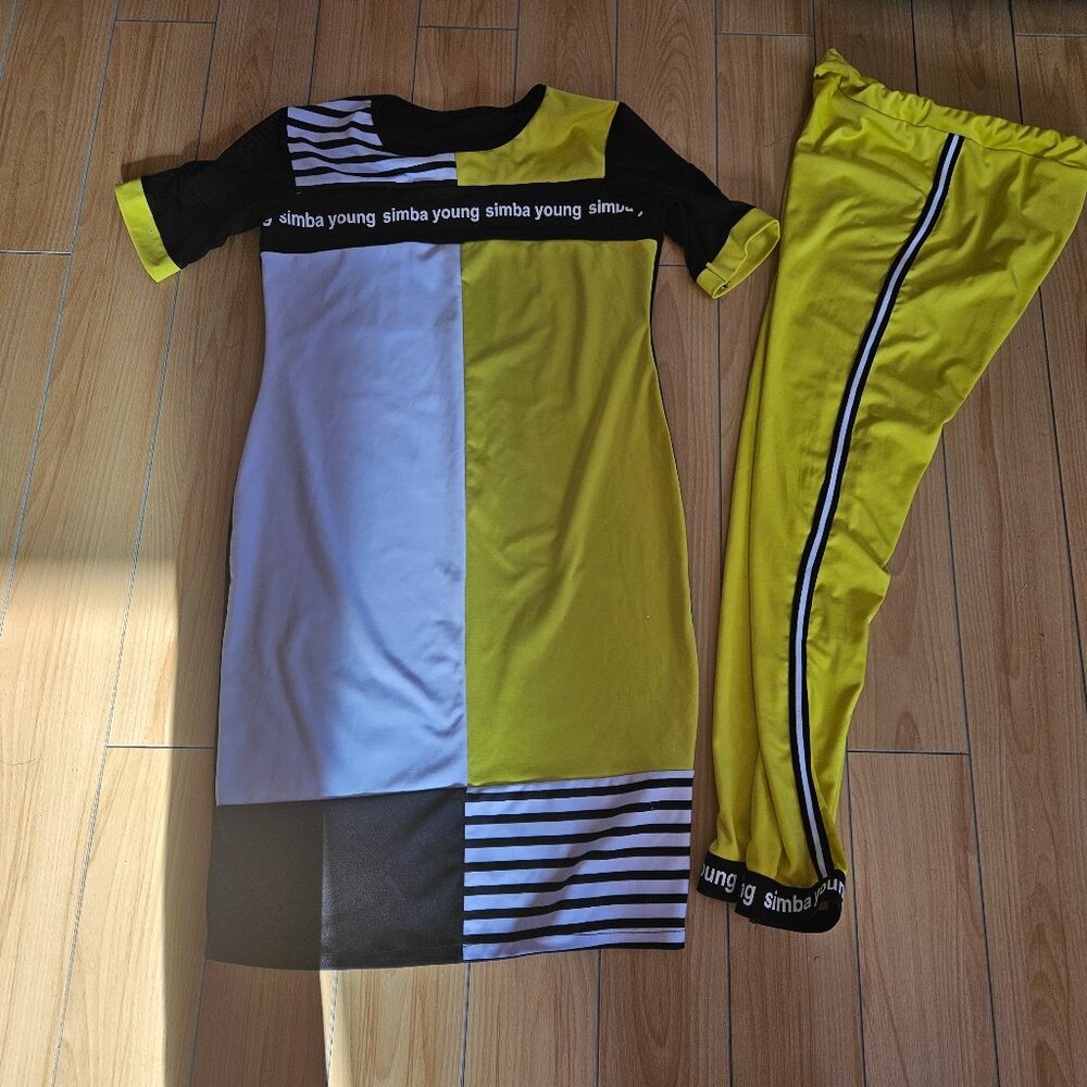 Color Block Two-Piece Set – Dress/Tunic & Matching Pants